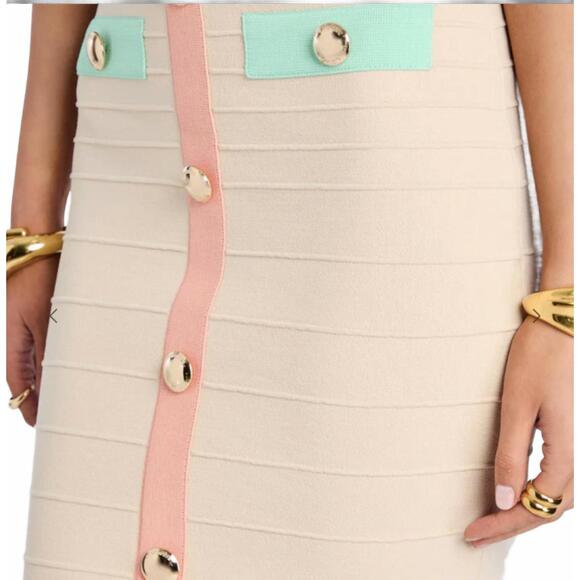 NEW RETROFETE lyle dress in cream/peche/euca - Picture 3 of 4